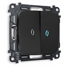Выключатель проходной двухклавишный с подсветкой без рамки ambrella volt quant mo804040